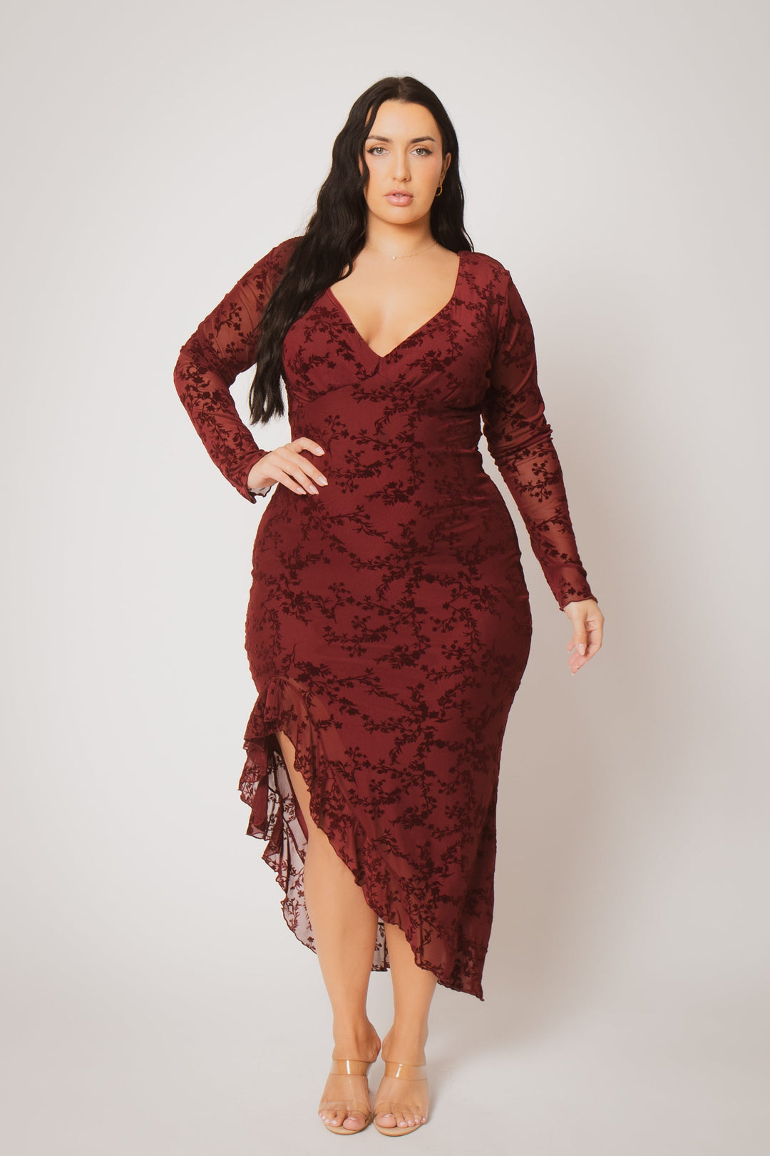 Blue Leopard Dresses Plus Size Moonlit Romance Gown - Burgundy