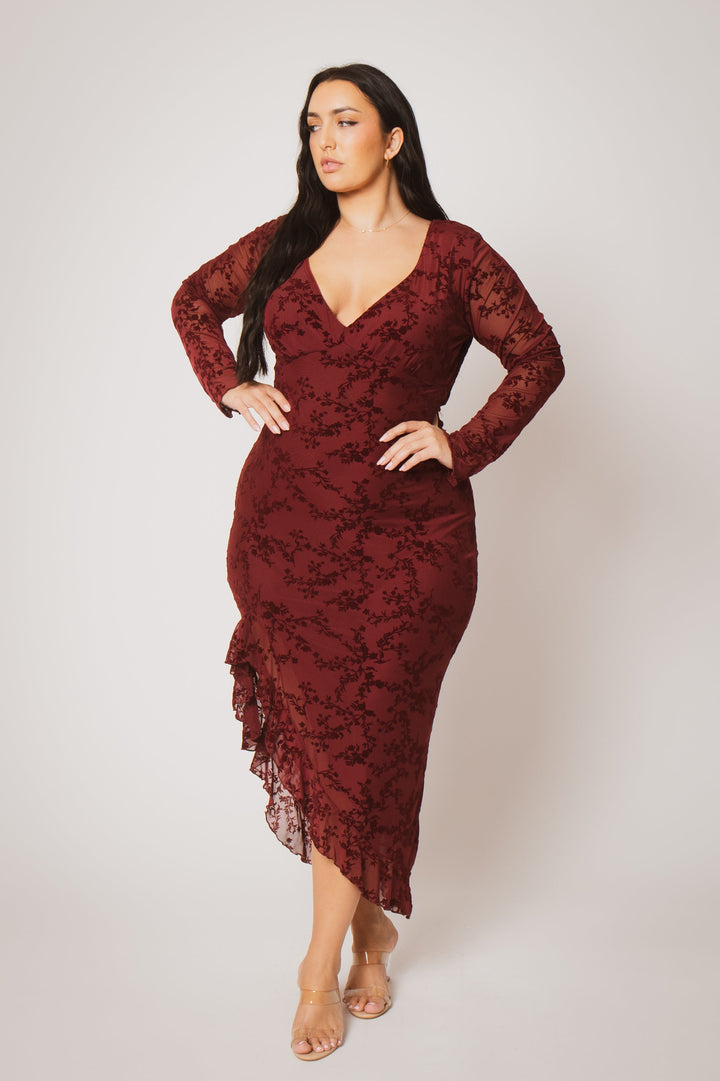 Blue Leopard Dresses Plus Size Moonlit Romance Gown - Burgundy