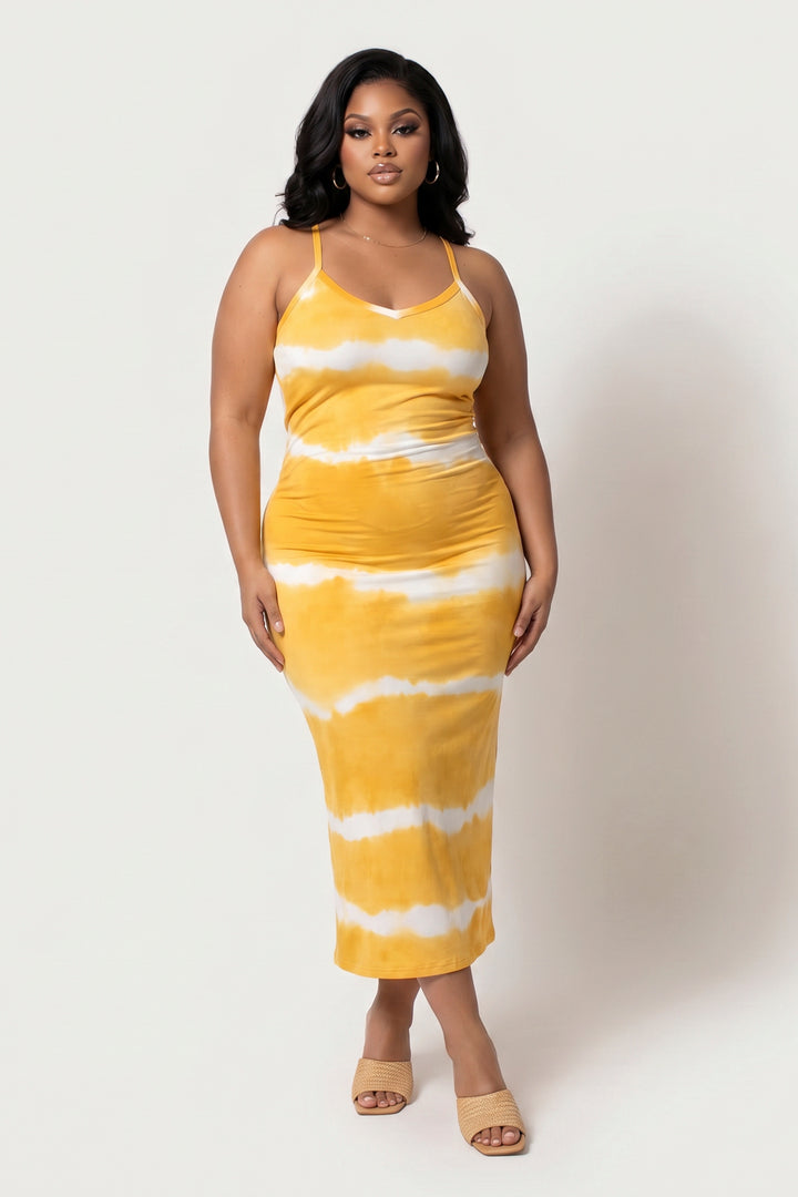 Capella Dresses Plus Size Moonwave Bodycon Dress - Mustard