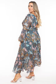 RoseVelvet Dresses Plus Size Mrinda Paisley  Maxi Dress - Blue