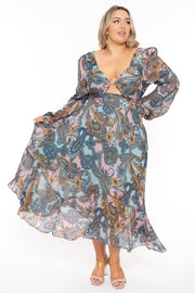 RoseVelvet Dresses Plus Size Mrinda Paisley  Maxi Dress - Blue