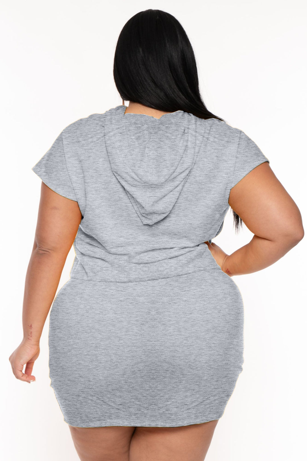 CULTURE CODE Dresses Plus Size Nika Fitted Band Mini  Dress - Heather Grey