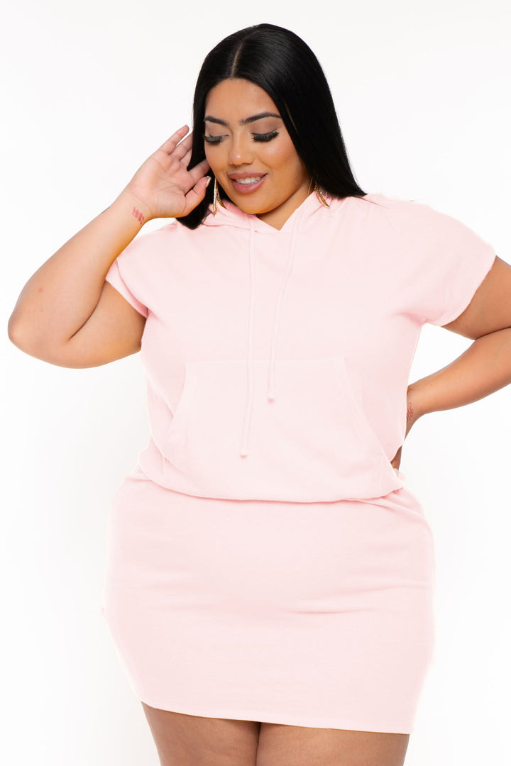 CULTURE CODE Dresses Plus Size Nika Fitted Band Mini  Dress - Pink