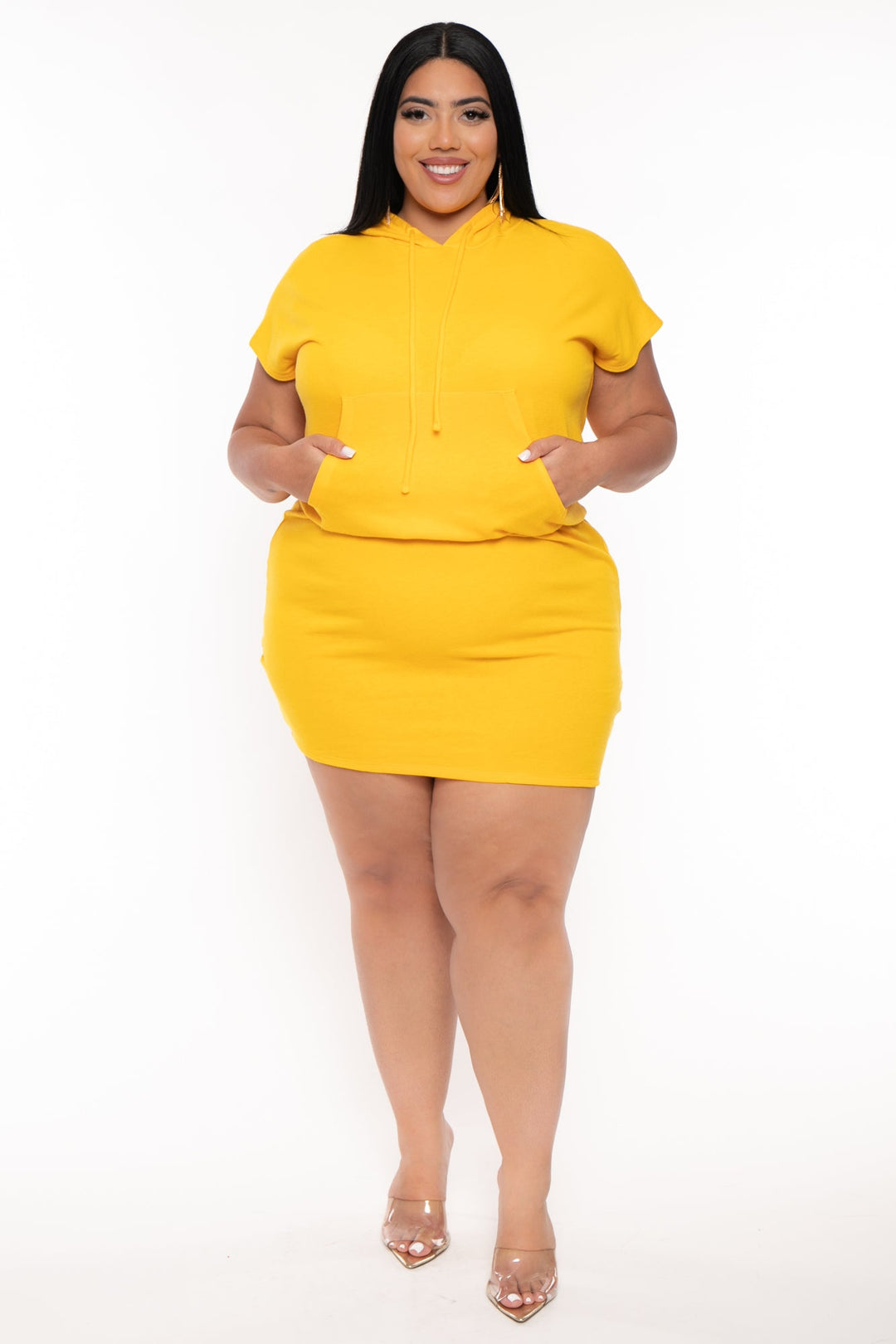 CULTURE CODE Dresses Plus Size Nika Fitted Band Mini  Dress - Yellow