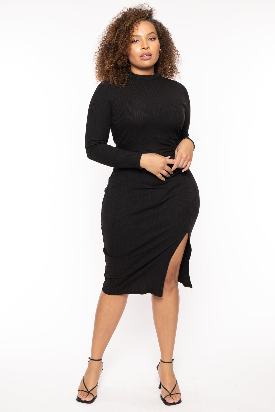 Plus Size Noemie Ribbed Midi Dress - Brick – Curvy Sense