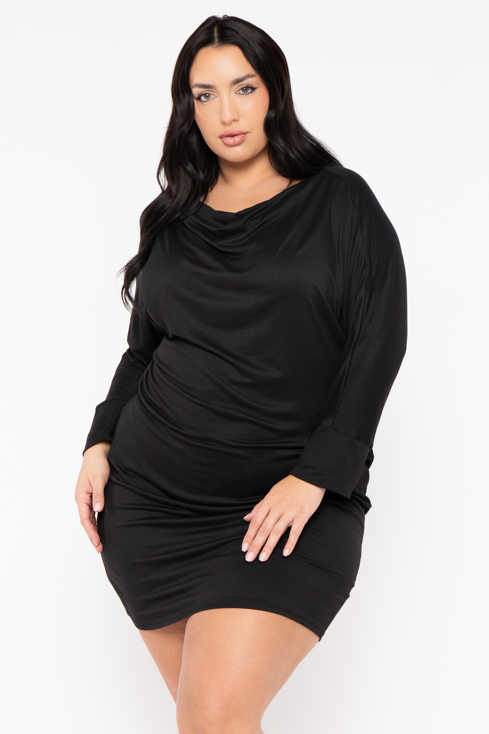 CULTURE CODE Dresses Plus Size Noir Cowl Neck   Dress  Black