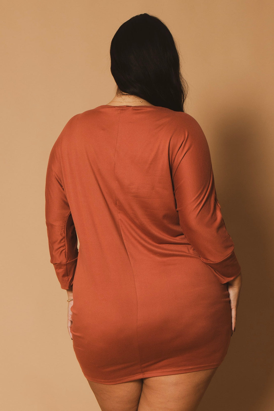 CULTURE CODE Dresses Plus Size Noir Cowl Neck  Dress - Rust