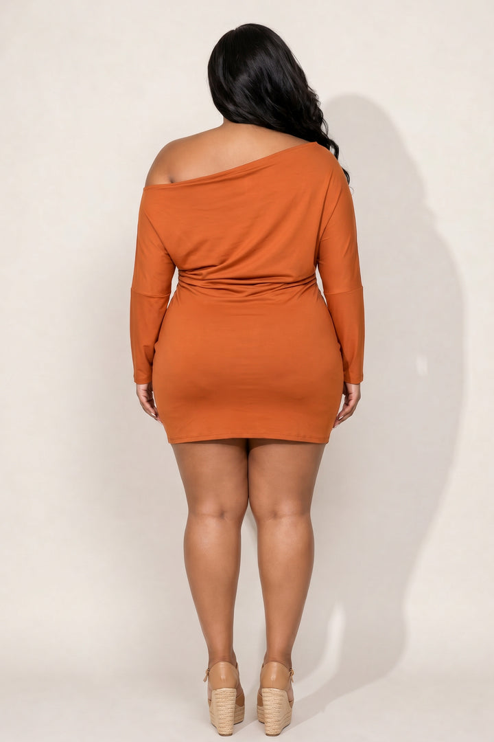 CULTURE CODE Dresses Plus Size Noir Cowl Neck  Dress - Rust