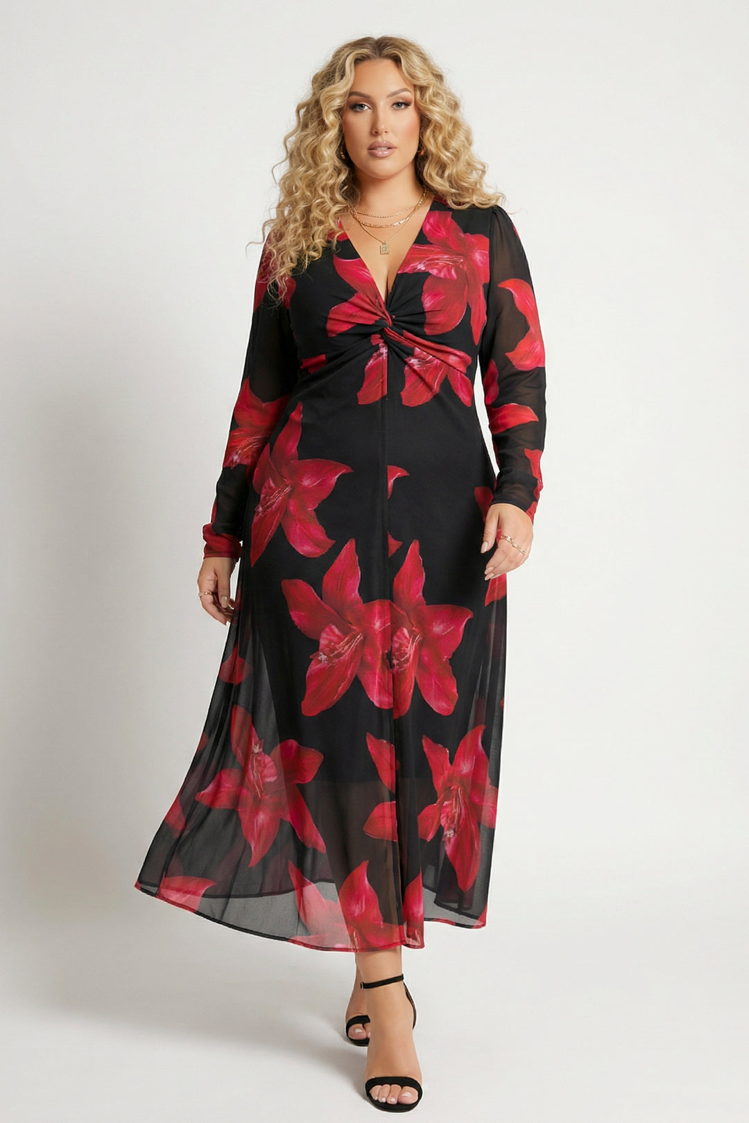 Plus Size Noir Garden Dress - Black 3X / Black at Curvy Sense Plus Size Noir Garden Dress - Black 3X / Black at Curvy Sense