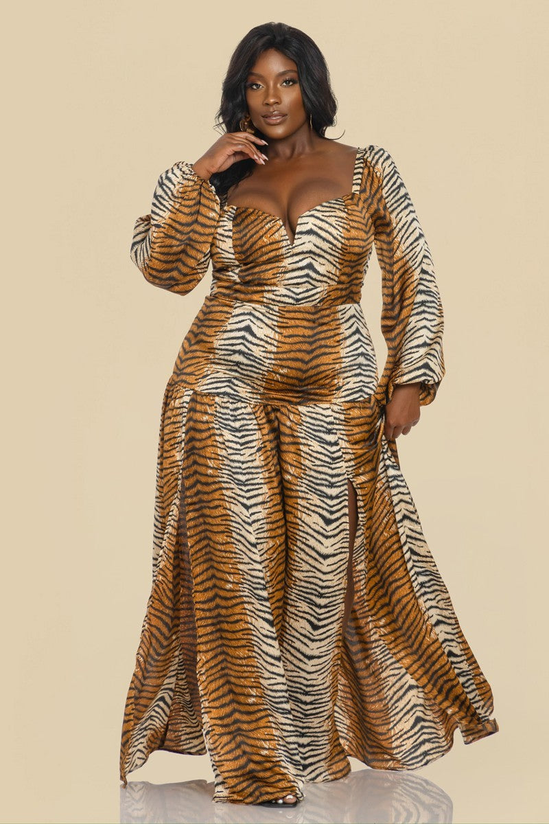 The Sang Company Dresses Plus Size Nolia Animal PrintMaxi Dress - Brown