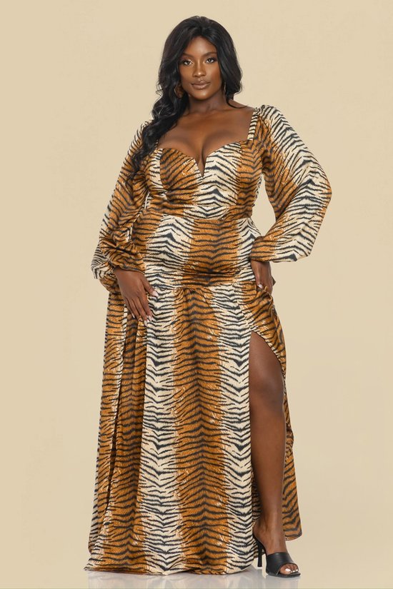 The Sang Company Dresses Plus Size Nolia Animal PrintMaxi Dress - Brown