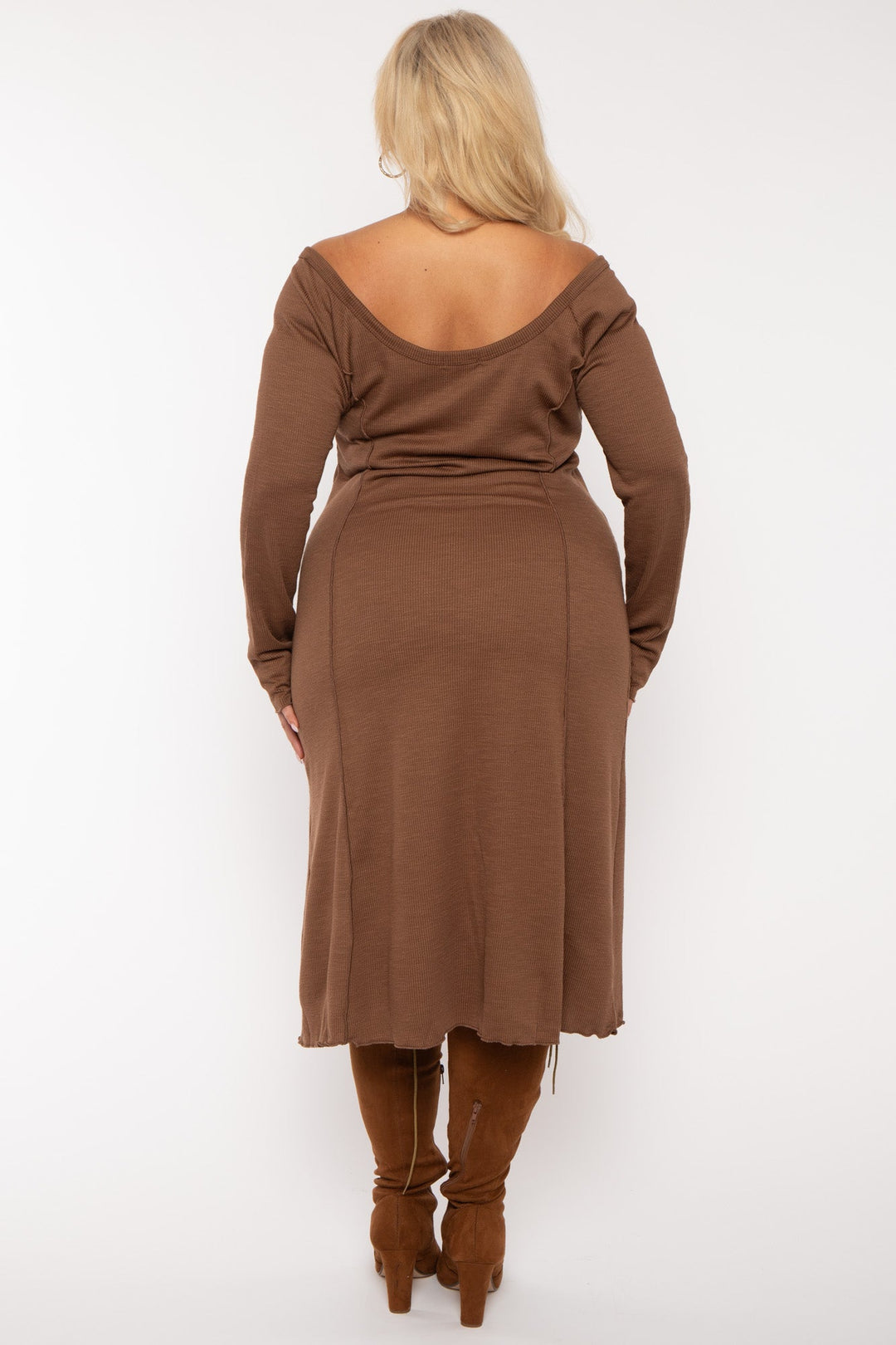 CULTURE CODE Dresses Plus Size Notch Neck  Maxi Dress -Brown