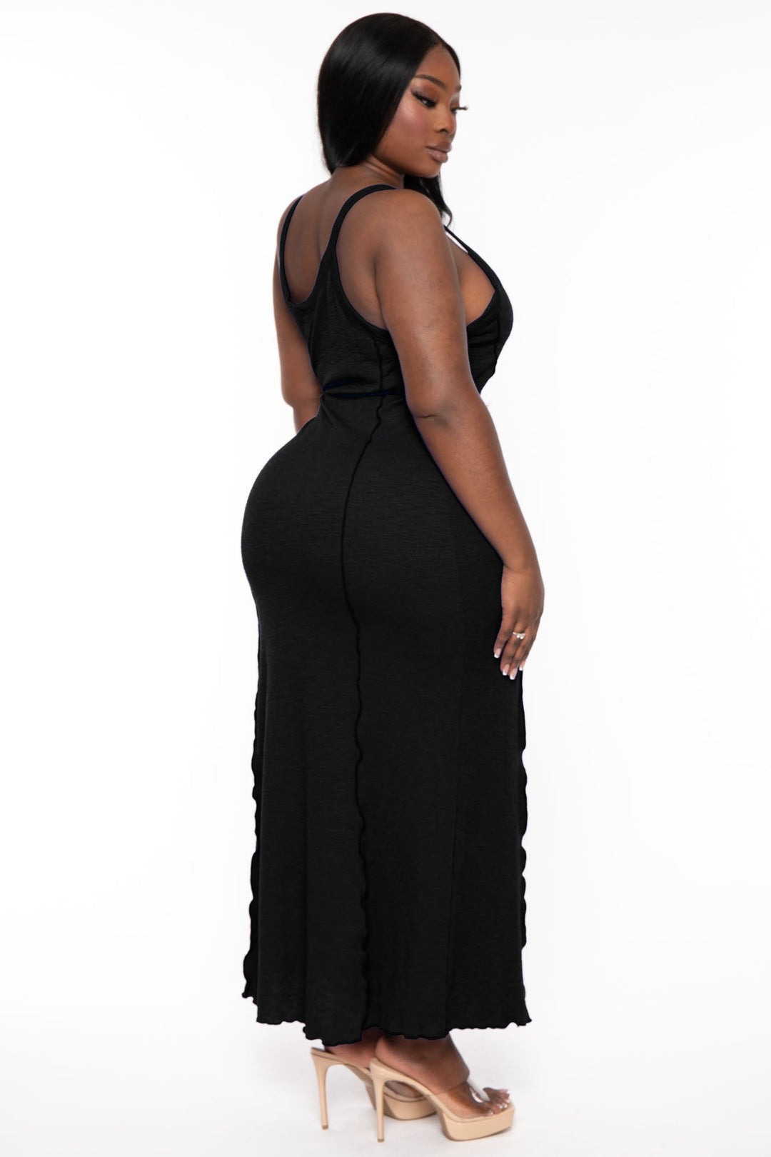 CULTURE CODE Dresses Plus Size Notch Neck Merrow Maxi Dress - Black