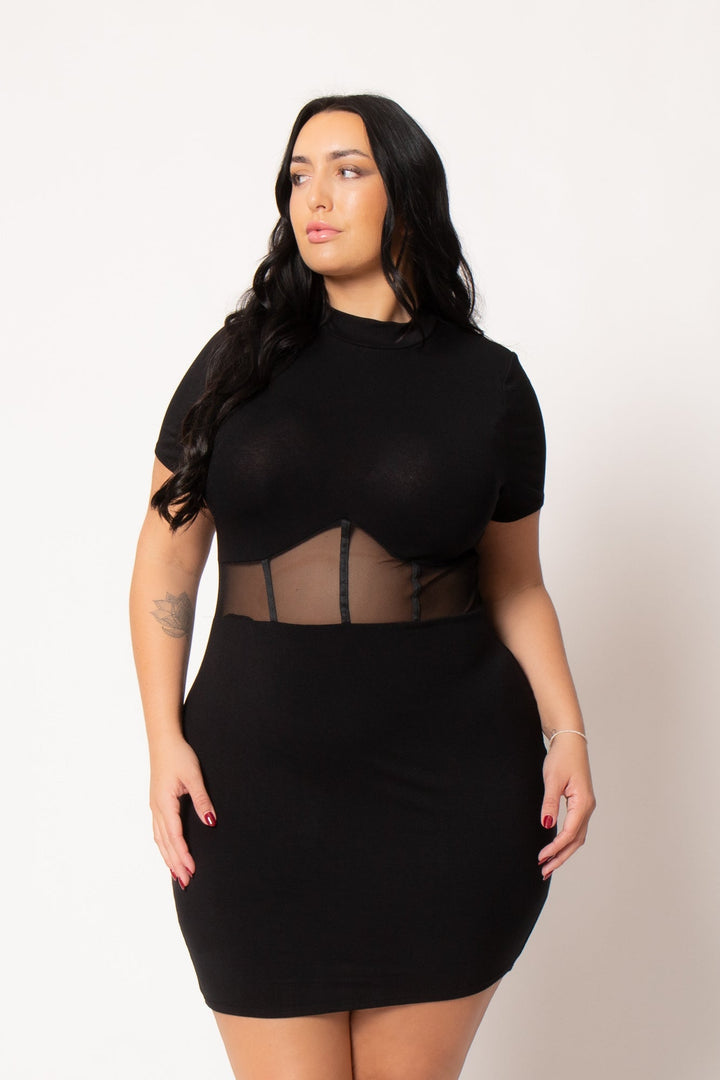Curvy Sense Inc. Dresses Plus Size Nova Mini Dress - Black