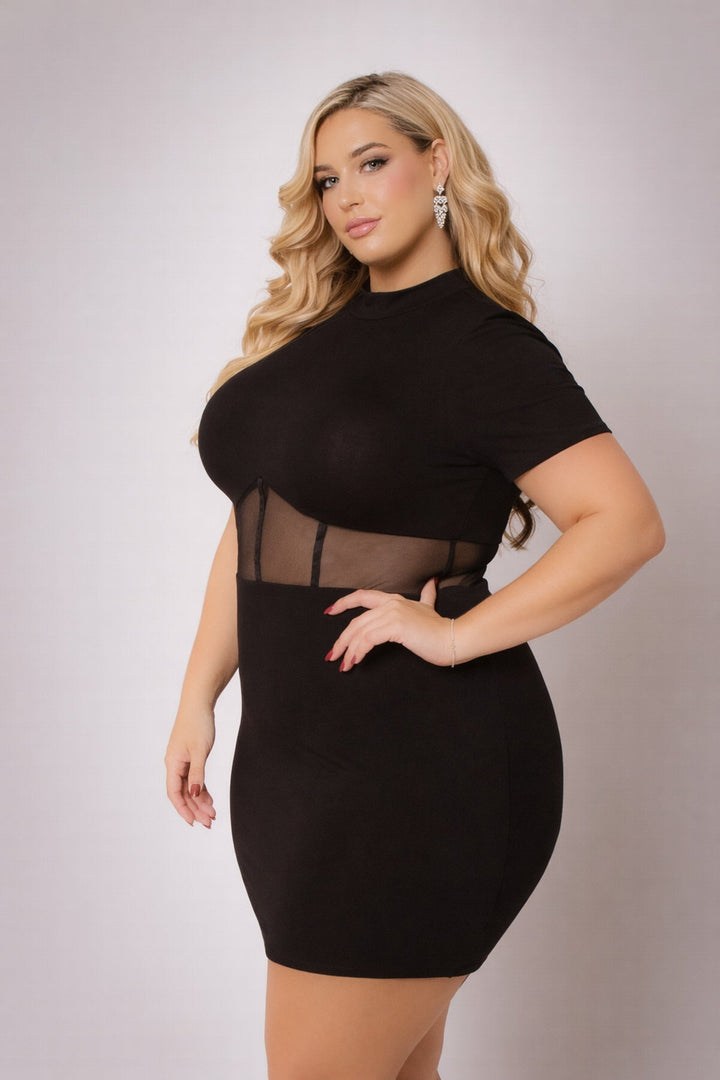 Curvy Sense Inc. Dresses Plus Size Nova Mini Dress - Black