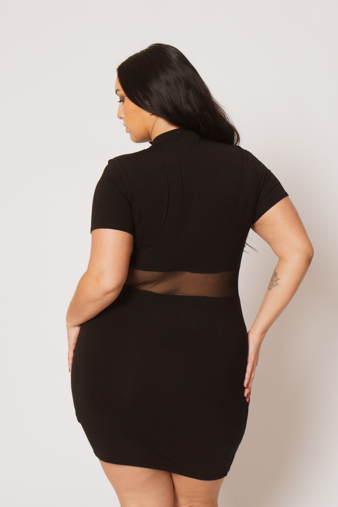 Plus Size Nova Mini Dress - Black 4X / Black at Curvy Sense Plus Size Nova Mini Dress - Black 4X / Black at Curvy Sense