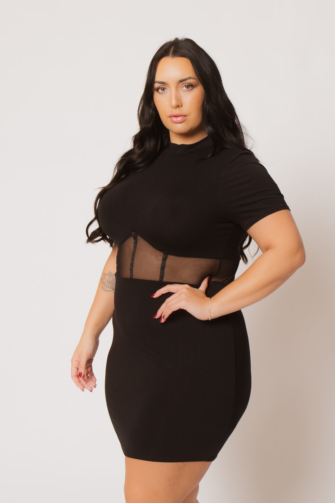 Plus Size Nova Mini Dress - Black 4X / Black at Curvy Sense Plus Size Nova Mini Dress - Black 4X / Black at Curvy Sense