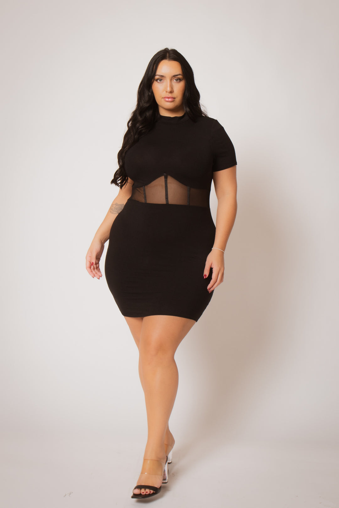 Plus Size Nova Mini Dress - Black 4X / Black at Curvy Sense Plus Size Nova Mini Dress - Black 4X / Black at Curvy Sense
