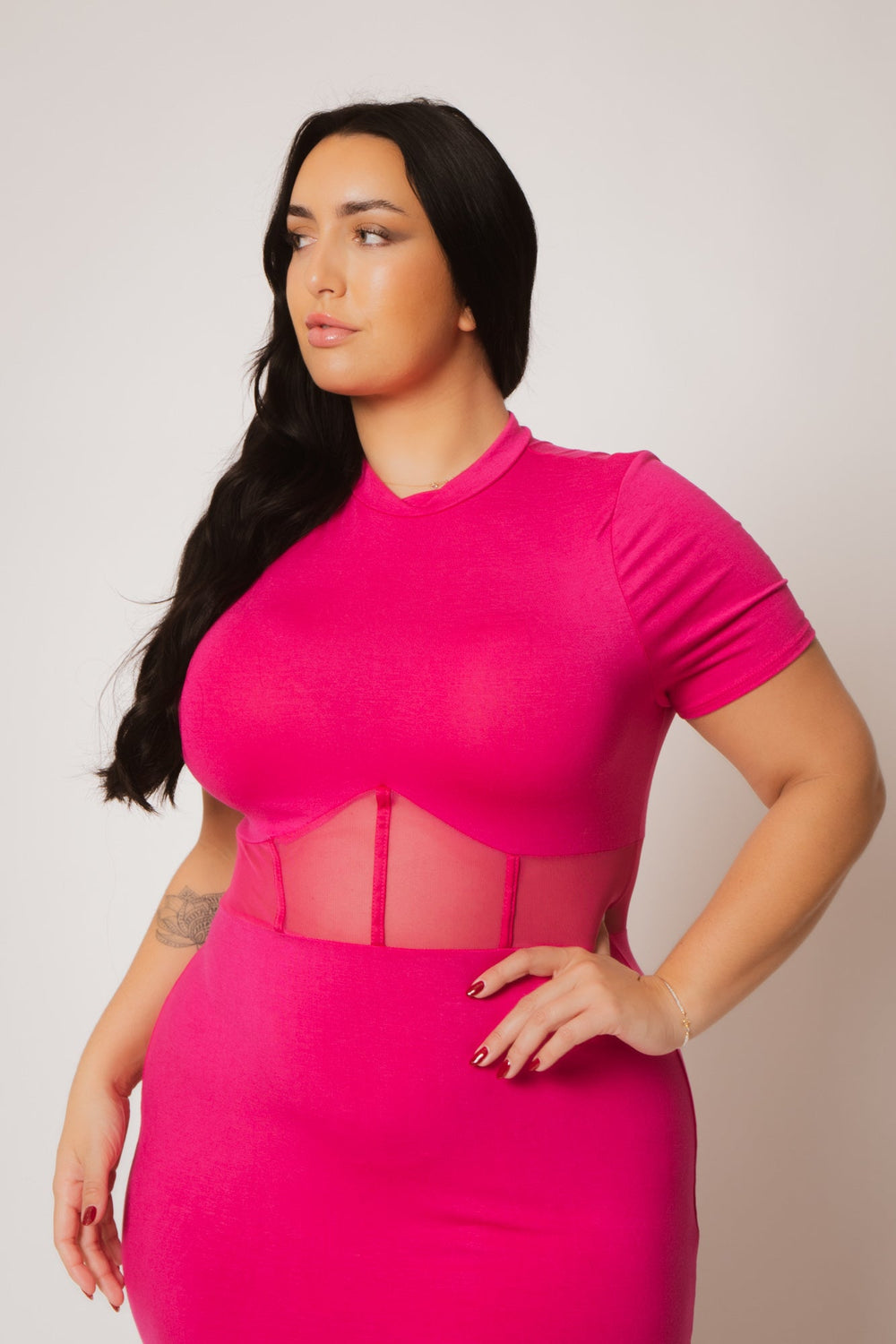 Curvy Sense Inc. Dresses Plus Size Nova Mini Dress - Fuchsia