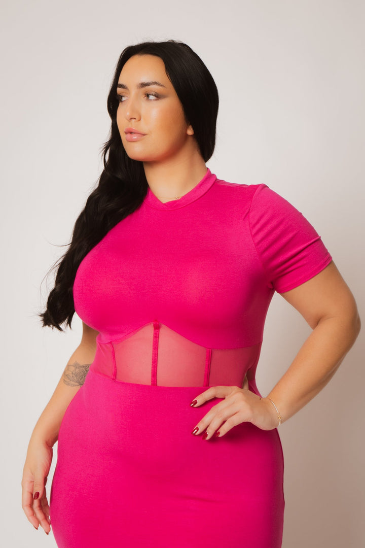Curvy Sense Inc. Dresses Plus Size Nova Mini Dress - Fuchsia