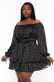 Curvy Sense Dresses Plus Size Olene Chiffon Printed Dress  - Black