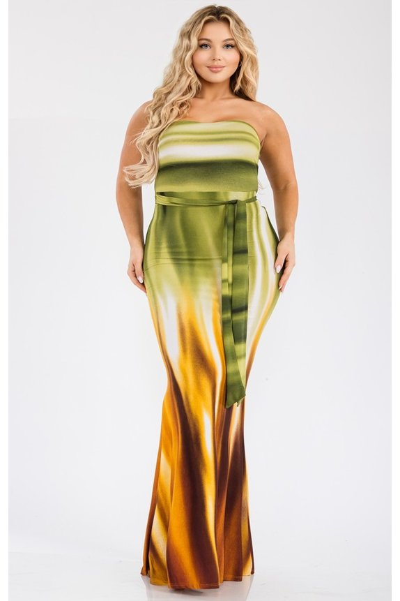 Gibiu Dresses Plus Size Ombre Mermaid maxi tube dress- Multi