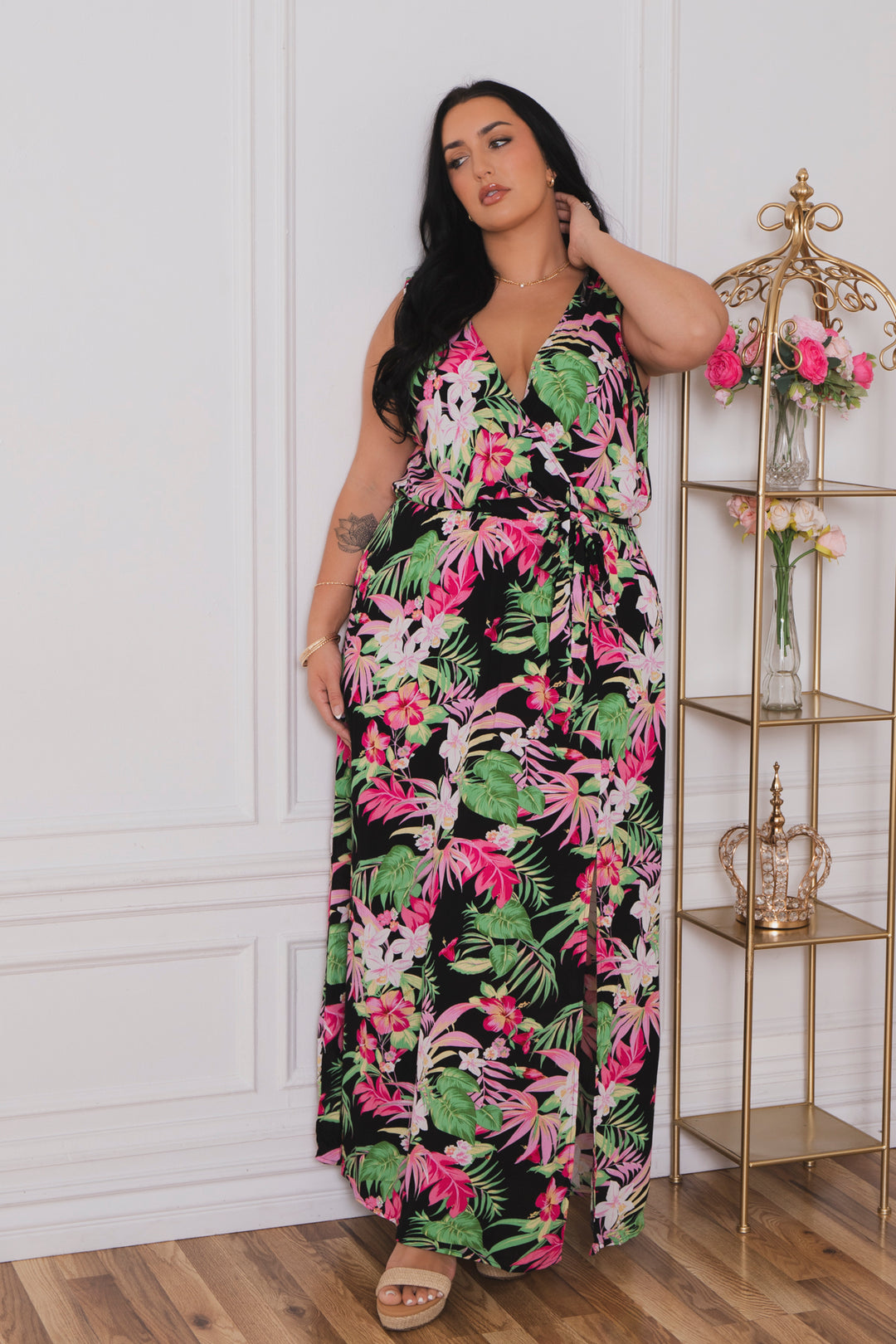 Trashapparel Dresses Plus Size Paradise Escape Wrap Dress - Black