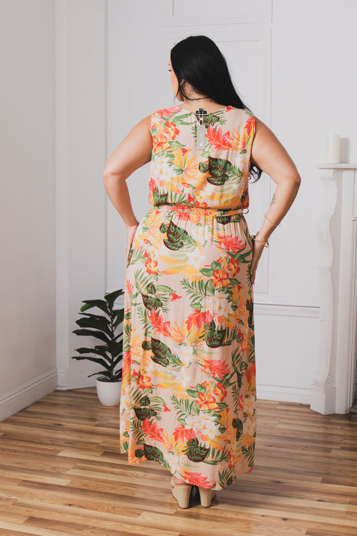 Trashapparel Dresses Plus Size Paradise Escape Wrap Dress - Taupe