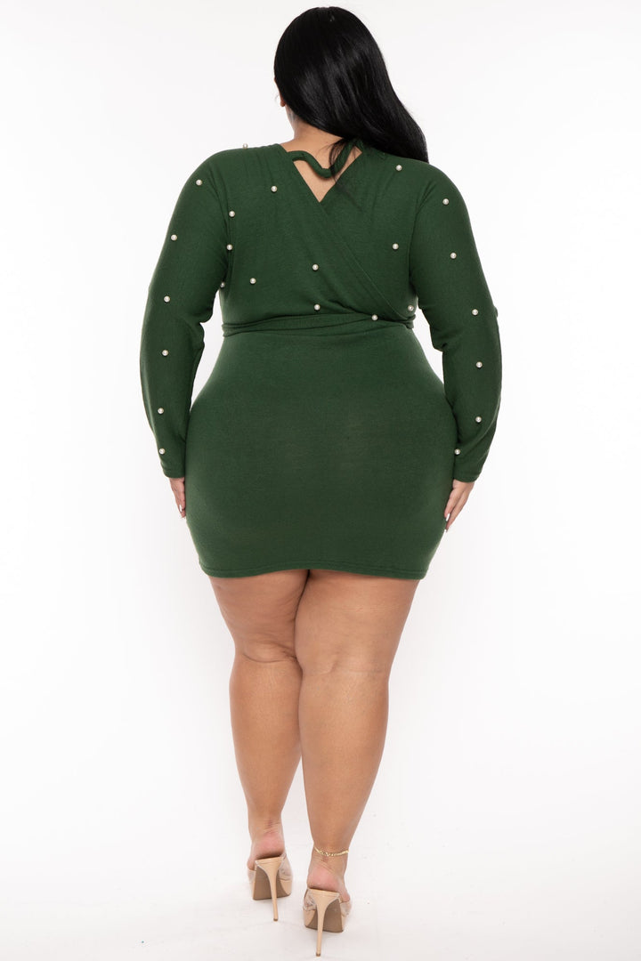Cleo Apparel Dresses Plus Size Perla Sweater Dress - Green