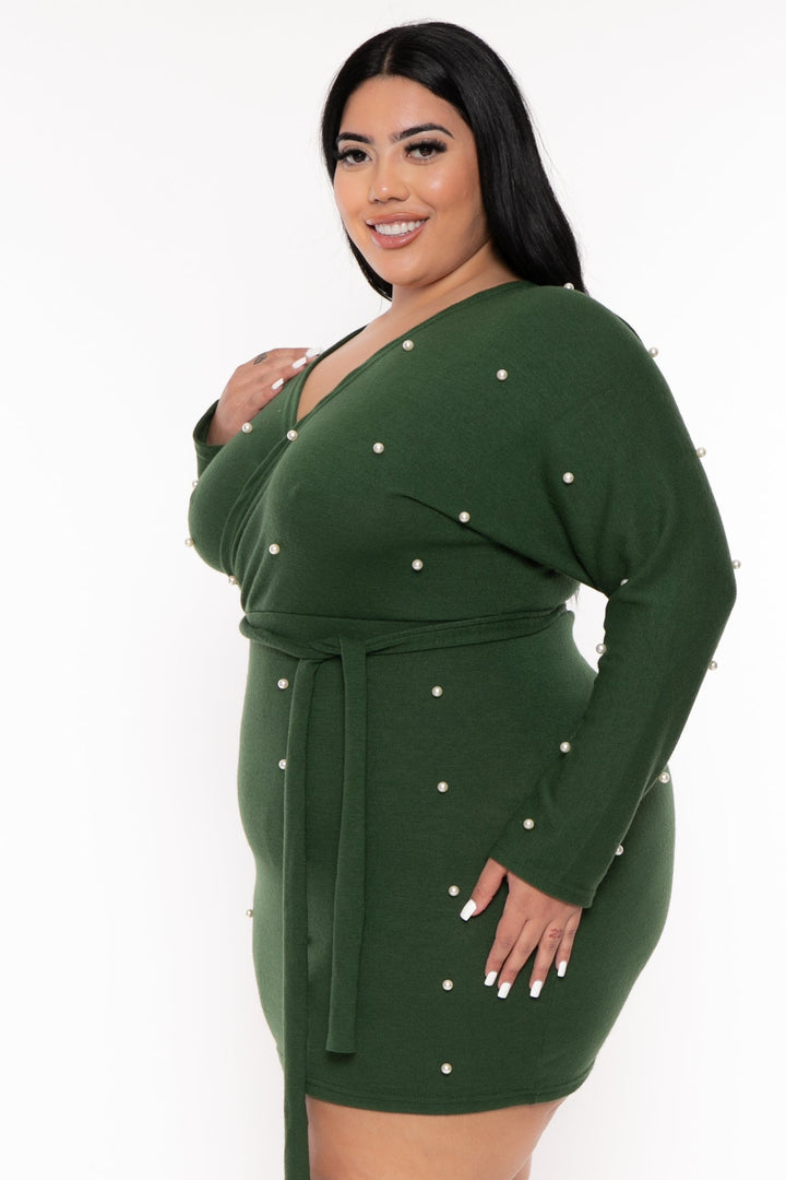 Cleo Apparel Dresses Plus Size Perla Sweater Dress - Green