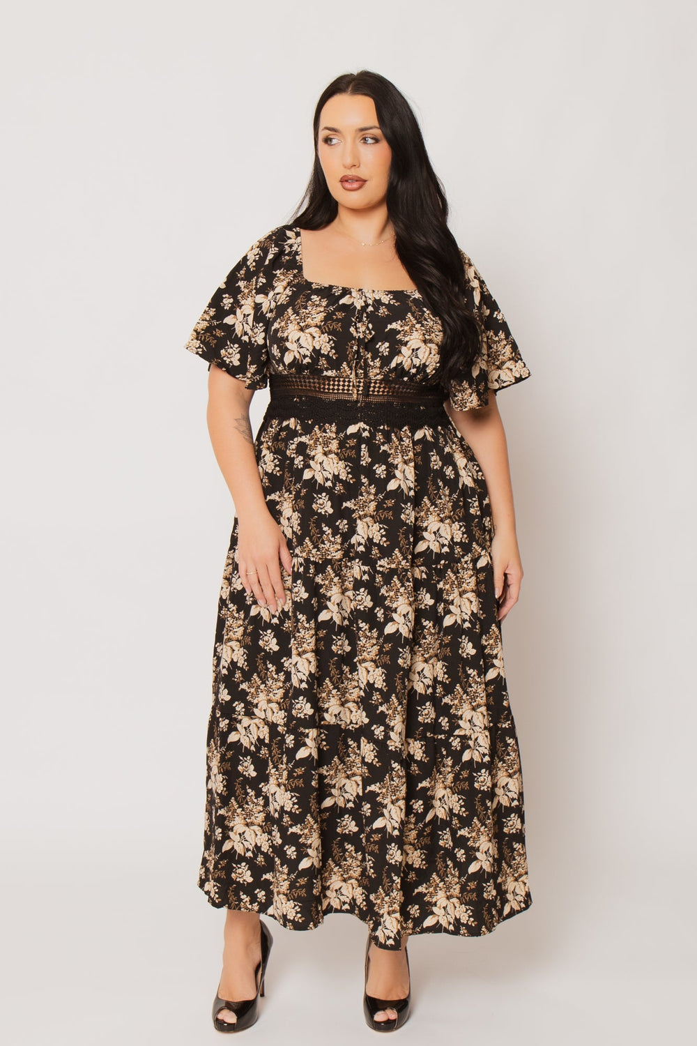 Curvy Brezee Dresses Plus Size Raven Romance Maxi - Black