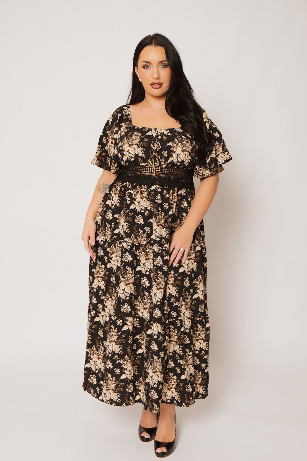 Curvy Brezee Dresses Plus Size Raven Romance Maxi - Black