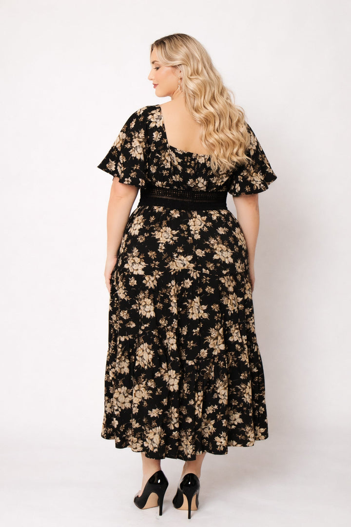 Curvy Brezee Dresses Plus Size Raven Romance Maxi Dress - Black