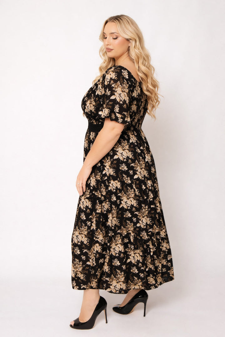 Curvy Brezee Dresses Plus Size Raven Romance Maxi Dress - Black