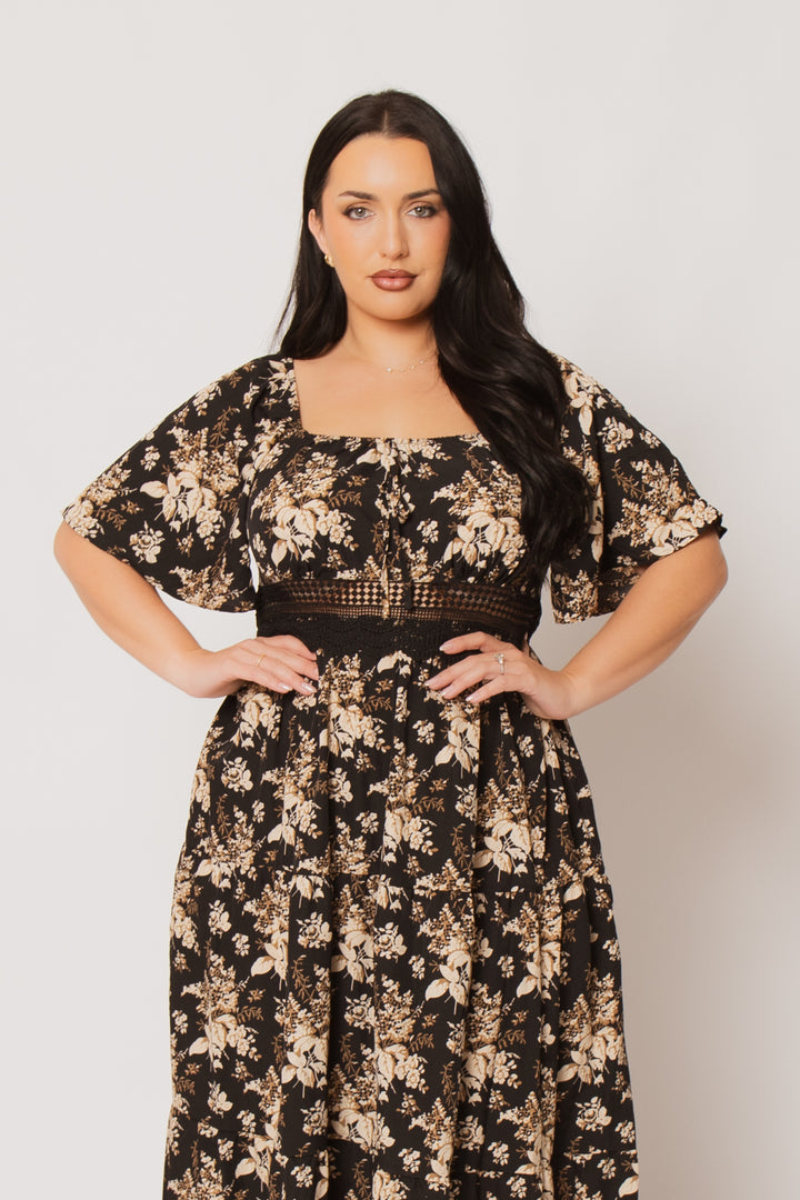 Curvy Brezee Dresses Plus Size Raven Romance Maxi Dress - Black