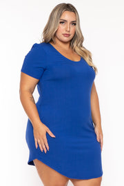 Curvy Sense Dresses Plus Size Raven Tee Shirt Dress - Blue