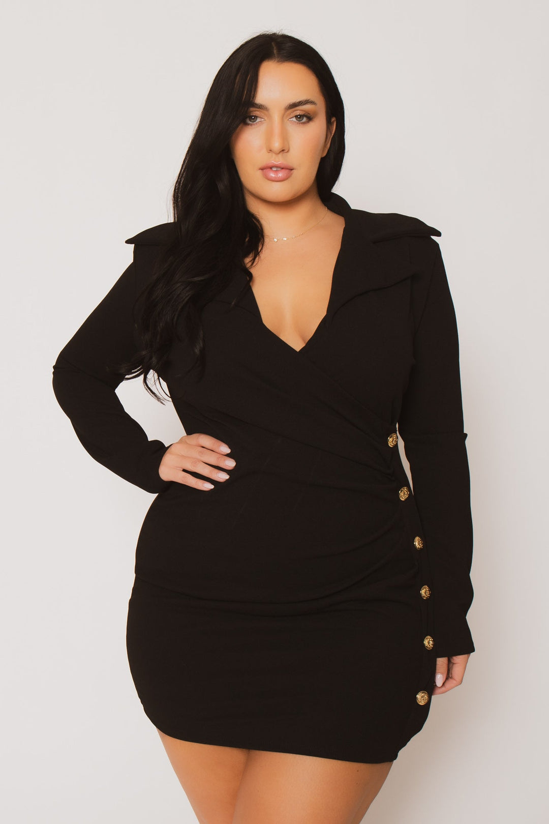 Women's Plus Size Renee Blazer Dress Black Curvy Sense - Main Image