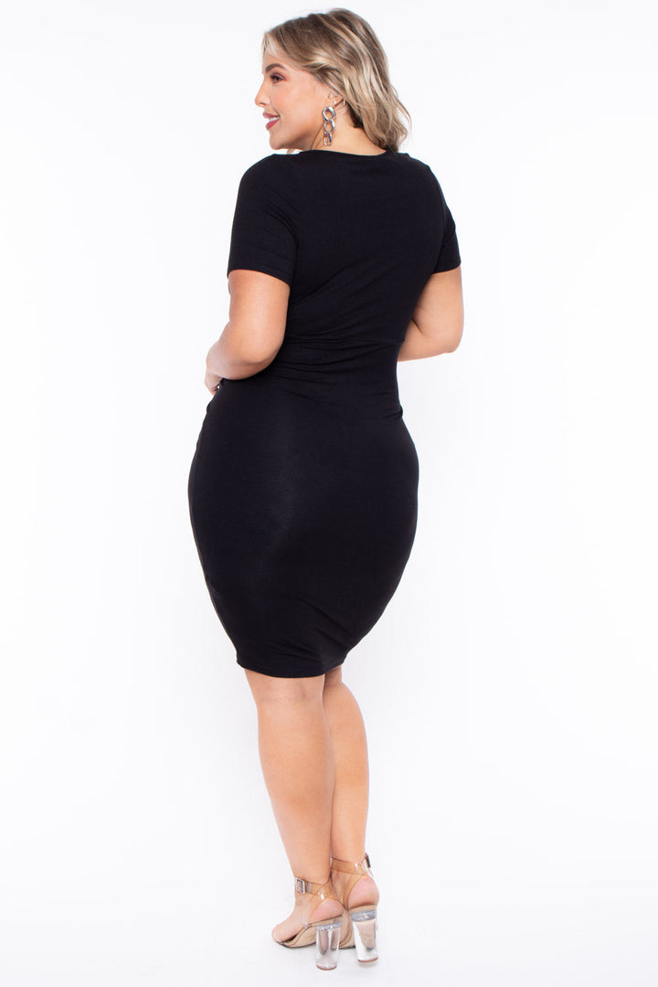 Curvy Sense Dresses Plus Size Reyna Cut Out Dress- Black