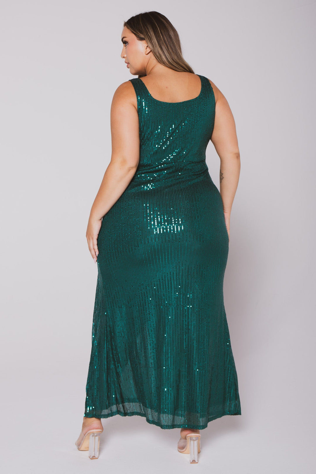 China Dresses Plus Size Reyna Sequin Maxi   Dress- Green