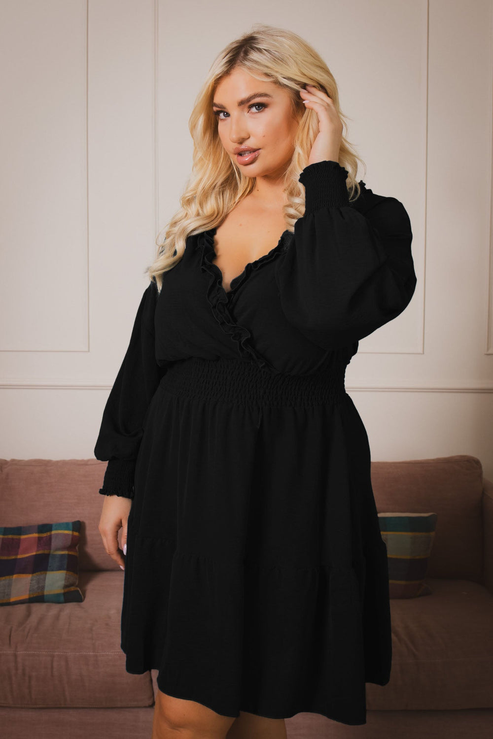 CULTURE CODE Dresses Plus Size Riella Ruffle   Dress -Black