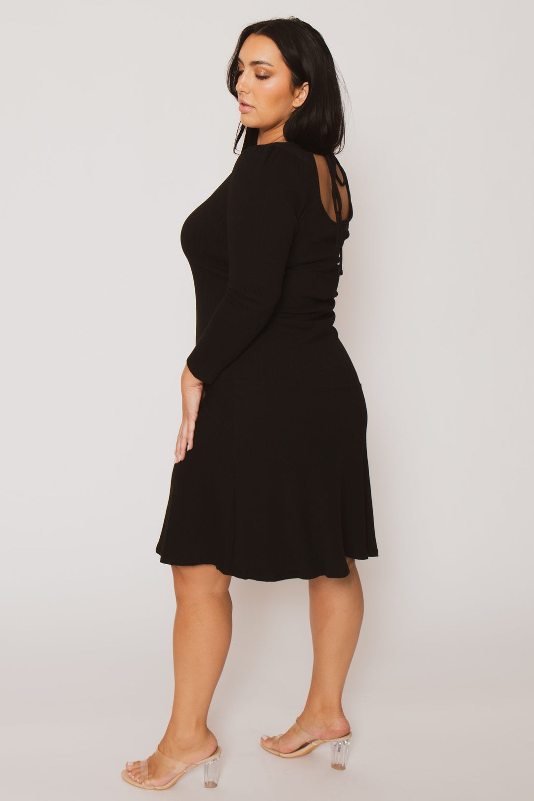 Women's Plus Size Riley Ribbed Dress - Black - Curvy Sense Women's Plus Size Riley Ribbed Dress - Black - Curvy Sense