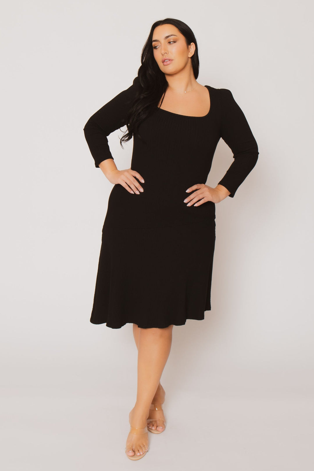 CULTURE CODE Dresses Plus Size Riley Ribbed  Dress - Black