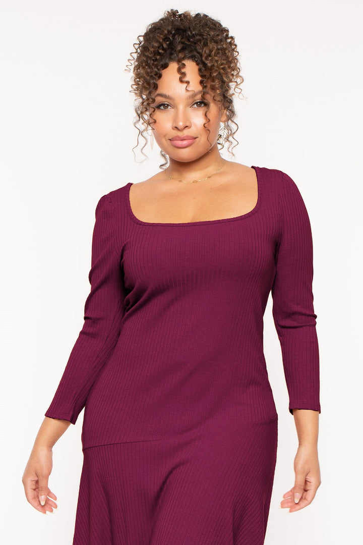 CULTURE CODE Dresses Plus Size Riley Ribbed  Dress - Plum