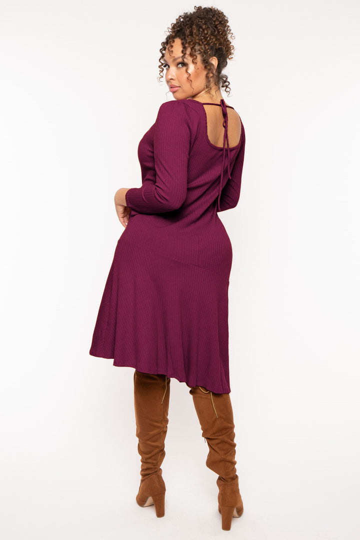 CULTURE CODE Dresses Plus Size Riley Ribbed  Dress - Plum