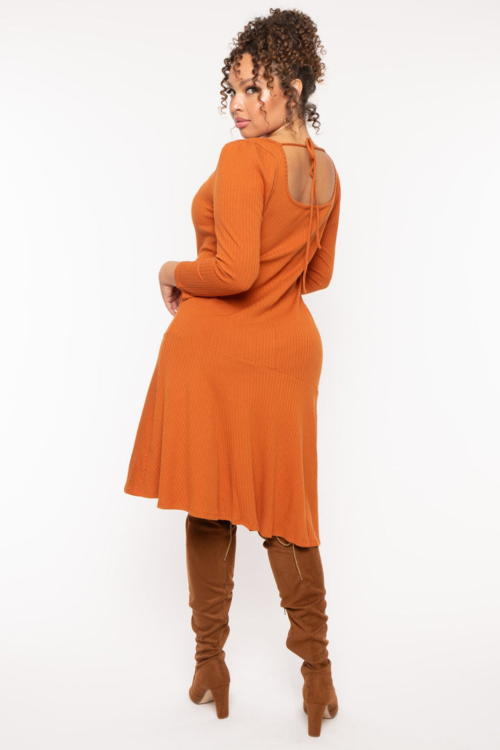 CULTURE CODE Dresses Plus Size Riley Ribbed  Dress - Rust