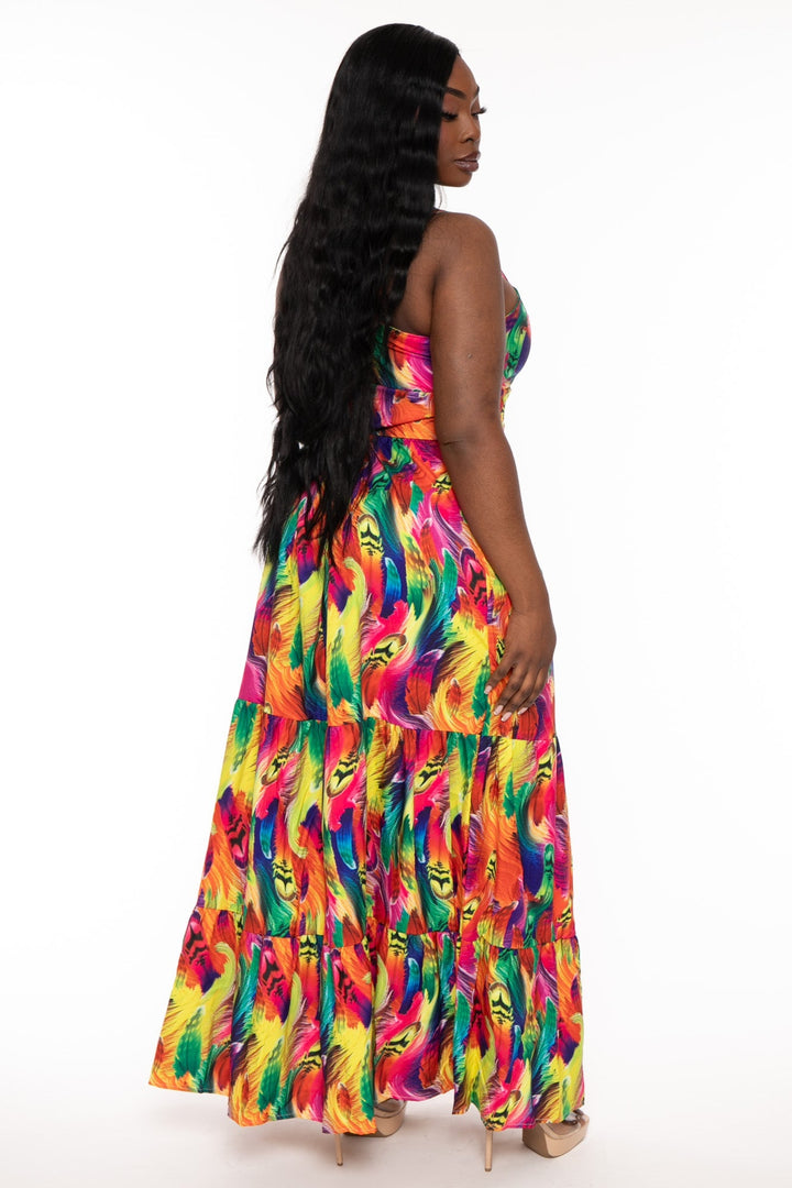 Aria Romance Dresses Plus Size  Rita Cut Out  Maxi Dress- Multi