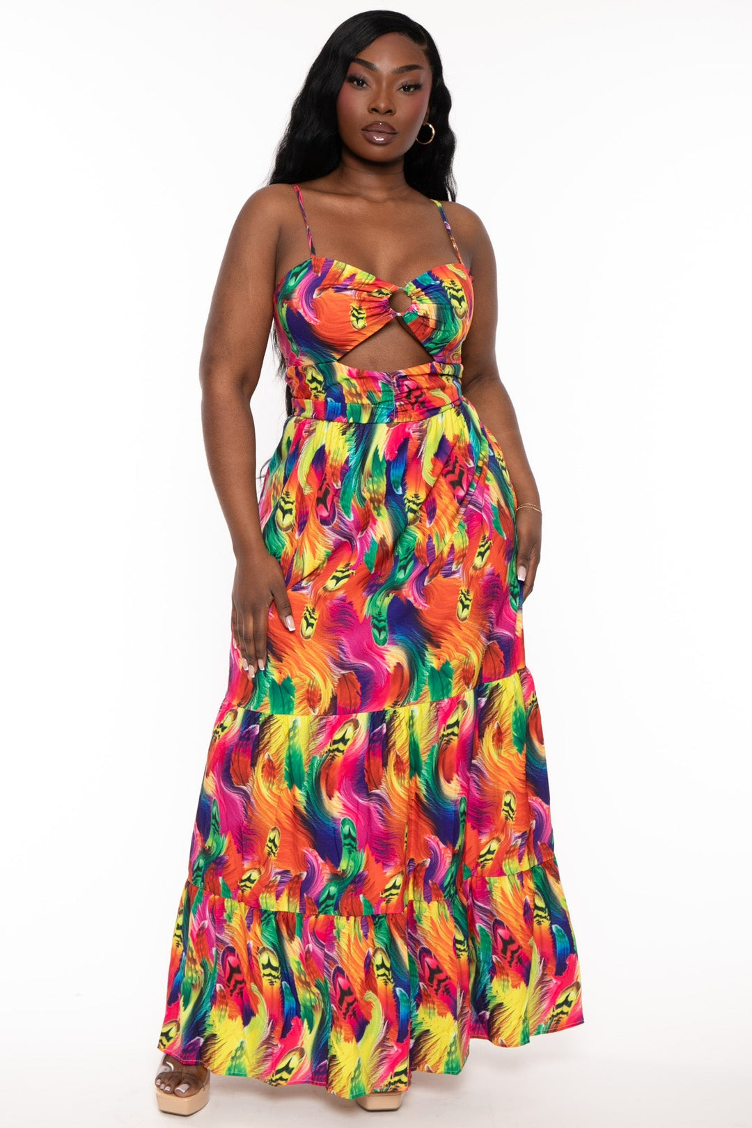 Aria Romance Dresses Plus Size  Rita Cut Out  Maxi Dress- Multi