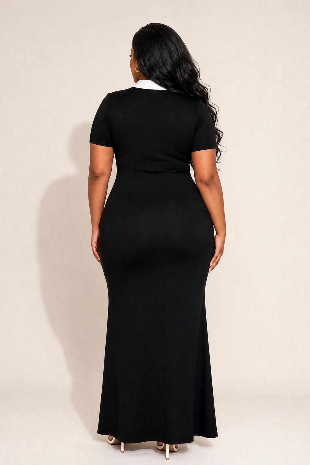 Curvy Sense Inc. Dresses Plus Size Riviera Polo Maxi Dress - Black