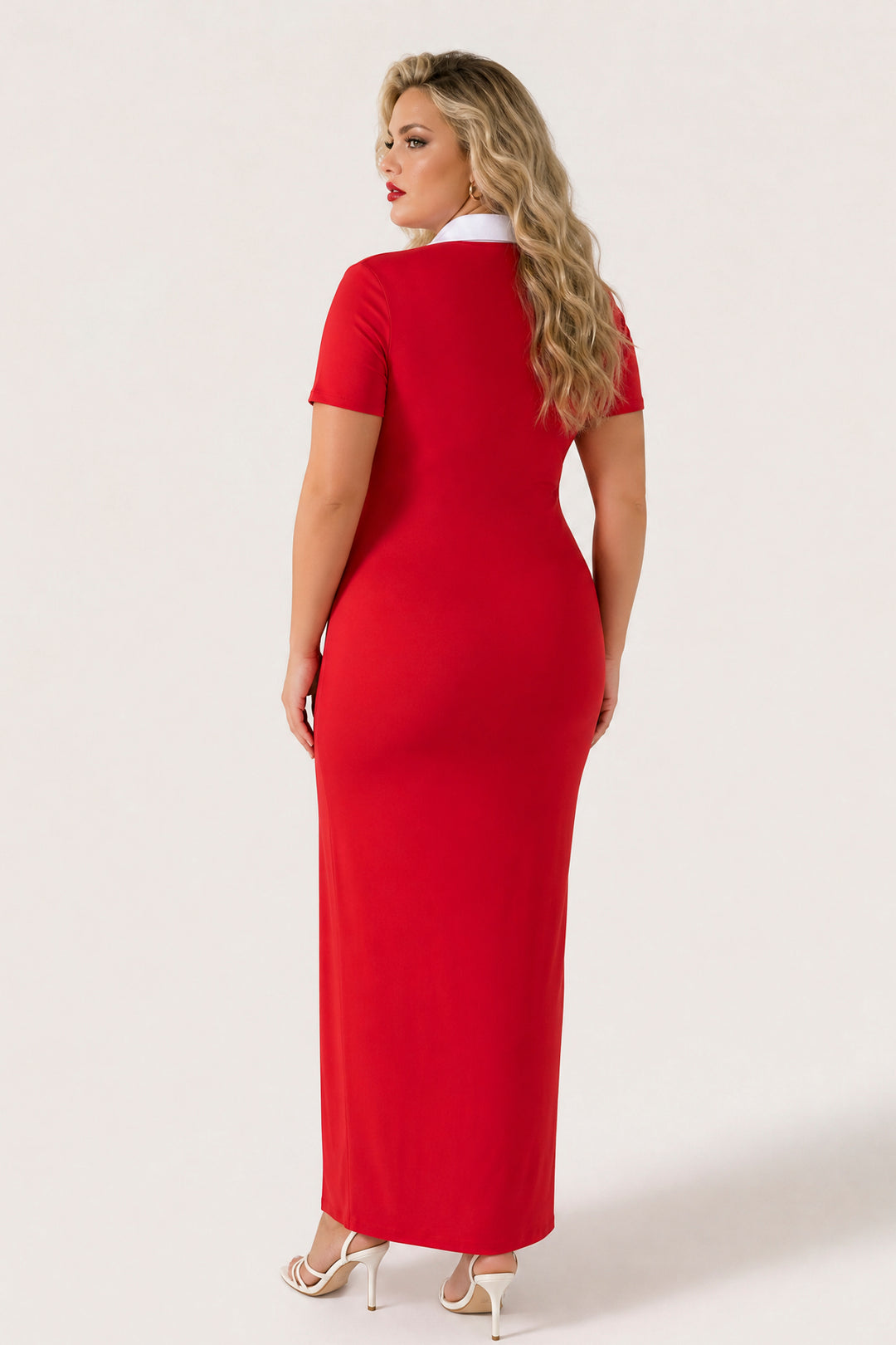 Curvy Sense Inc. Dresses Plus Size Riviera Polo Maxi Dress - Red