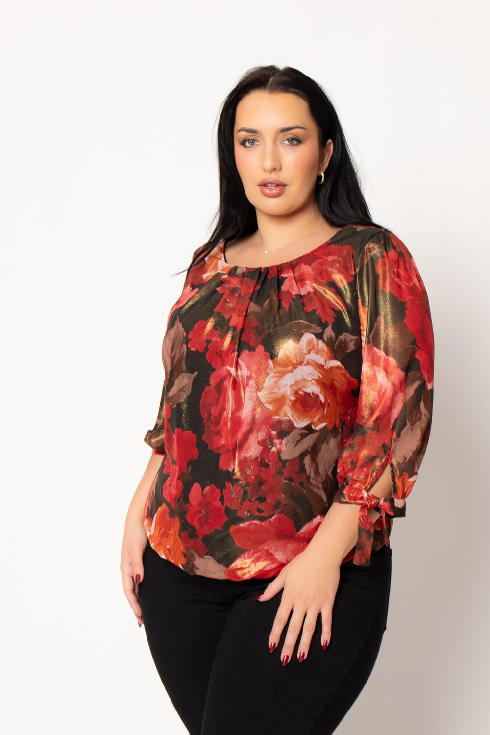 Winslow Dresses Plus Size Romance Floral Blouse - Black
